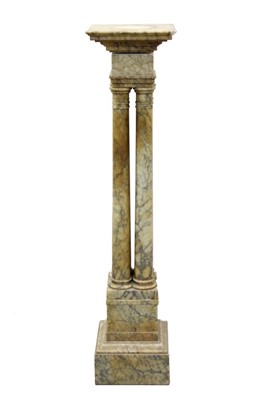 Lot 1328 - 19th century alabaster pedestal with four turned column supports