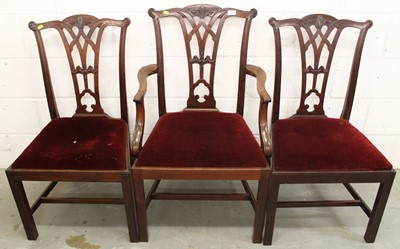 Lot 1329 - Seven late 19th century mahogany dining chairs