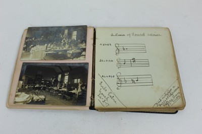 Lot 1093 - WW1 Nurse's autograph album belonging to Nurse Phyllis Keeling Earls Voluntary Aid Detachment (VAD) Red Cross Earls Colne Hospital Earls Colne Village Hall. Humorous verses and sketches dedicated t...