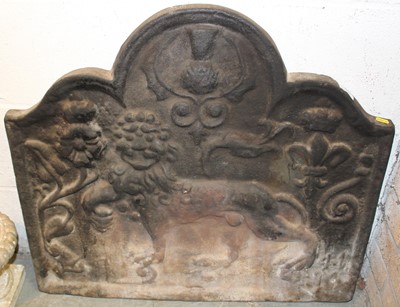 Lot 1335 - Antique-style cast iron fire back