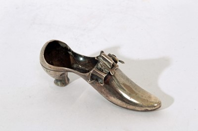 Lot 256 - Victorian silver novelty pin cushion in the form of a shoe (Birmingham 1898), Maker Adie & Lovekin Ltd, 6.5cm in overall length