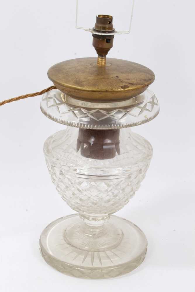 Lot 113 - Good quality cut glass vase with lamp fitting