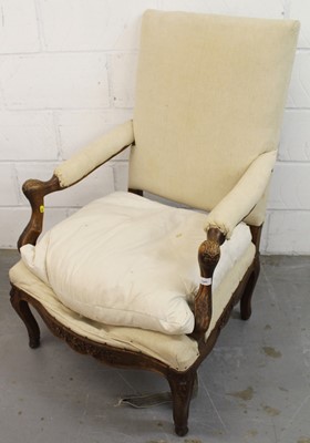 Lot 634 - Early 19th century Continental high back elbow chair with carved frame on cabriole legs