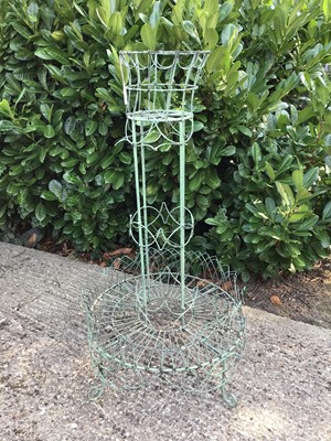 Lot 1342 - Victorian wirework two tier planter on scroll feet 105cm high