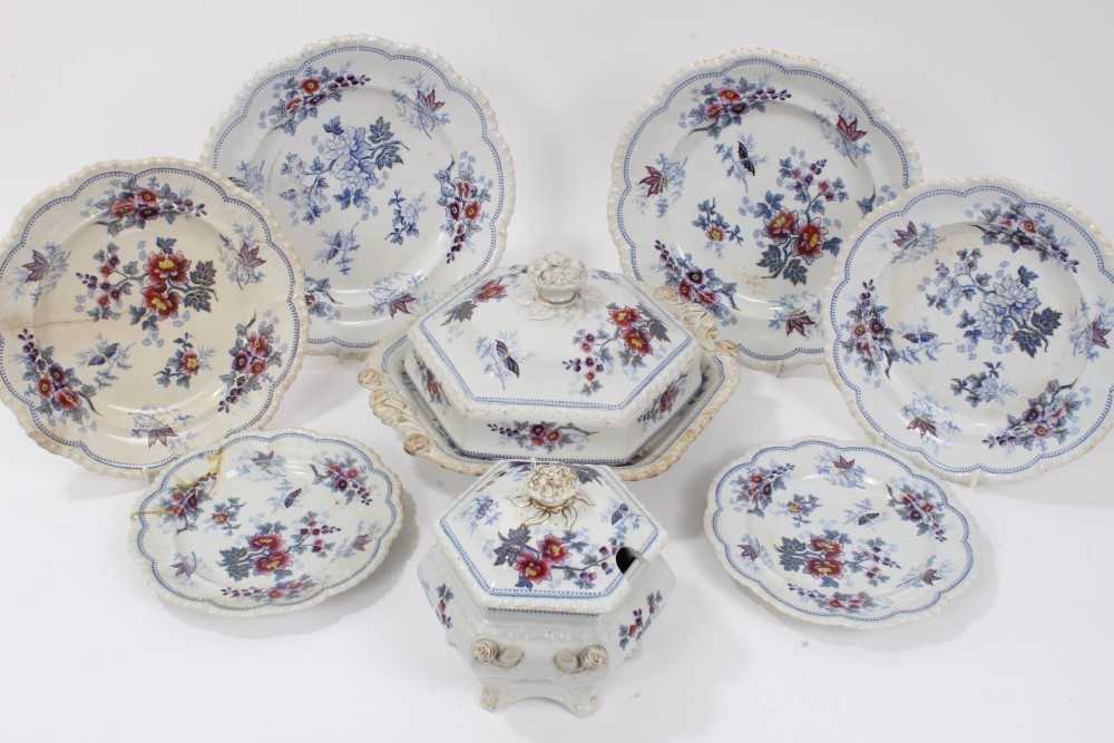 Lot 123 - Extensive early 19th century Ridgway 'Japan Flowers Stone China' dinner service, including seven tureens of various sizes, platters and plates of various sizes, approximately 75 pieces overall