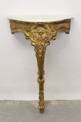 Lot 619 - 19th century marble top giltwood console table