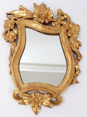 Lot 326 - 18th century Continental carved giltwood asymmetric wall mirror