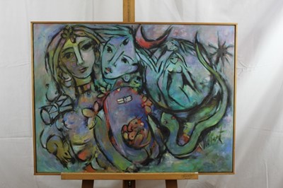 Lot 322 - Vasant Narayan Chinchwadkar (1934) - oil on canvas - three female nudes