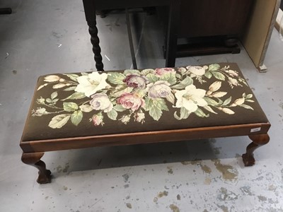 Lot 1008 - Long footstool with tapestry covered seat