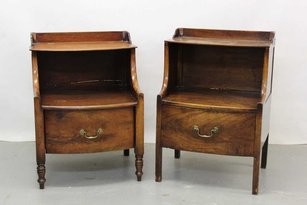 Lot 1363 - Near pair of Georgian mahogany bedside tables