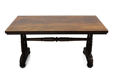 Lot 1360 - Good George IV rosewood library table, in the manner of Gillows