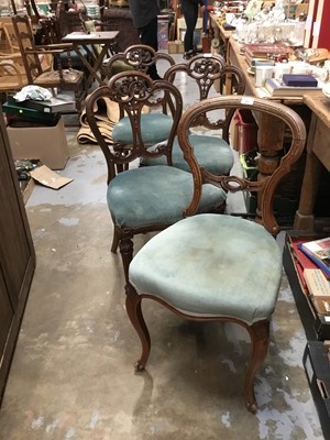 Lot 985 - Set of Victorian salon chairs together with two similar hoop back chairs