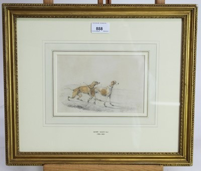 Lot 888 - Henry Alken (1785-1851) pencil and watercolour - hounds in landscape, in glazed gilt frame, 12.5cm x 18.5cm