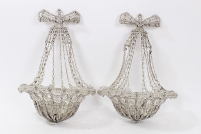 Lot 1326 - Pair of cut glass basket wall lights