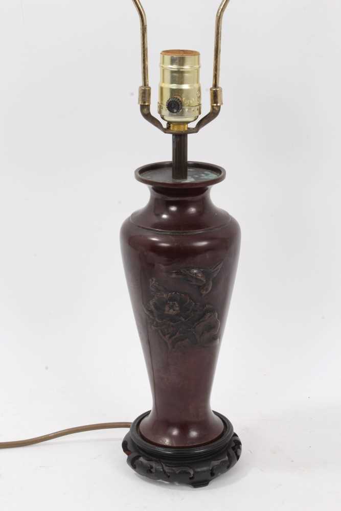 Lot 172 - Japanese bronze vase converted to a lamp