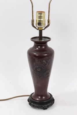 Lot 172 - Japanese bronze vase converted to a lamp