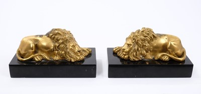 Lot 767 - Pair of 19th century Grand Tour ormolu lion figures