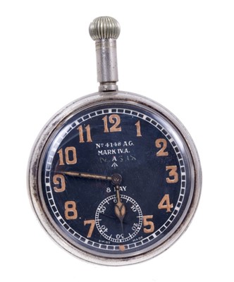 Lot 590 - British military Octavia pilot's pocket watch, the black enamel dial with luminous Arabic numerals and luminous steel hands, white enamel outer minutes track, subsidiary seconds dial at the six o'c...