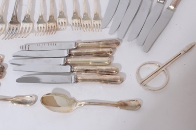 Lot 381 - Christofle silver plated part table service comprising 44 pieces, Christofle grape scissors and bottle opener (46)