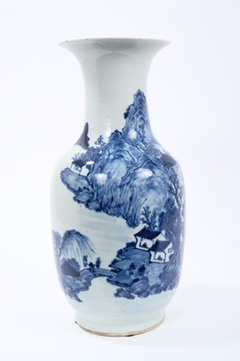 Lot 175 - 19th century Chinese blue and white porcelain baluster vase painted with a landscape scene, 35.5cm height