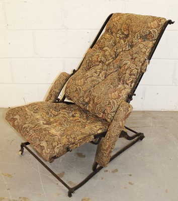 Lot 1367 - Victorian upholstered metal framed campaign chair