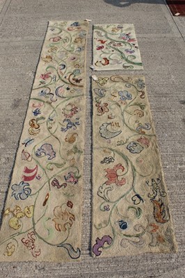 Lot 1389 - set of three embroidered runners