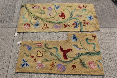 Lot 1390 - Two yellow ground embroidered rugs