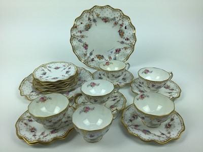 Lot 57 - Good quality Royal Crown Derby tea set with gilt rim and floral decoration