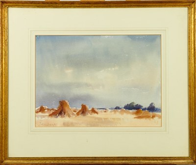 Lot 1051 - *Edward Brian Seago (1910-1974) - watercolour- 'Cornfield after rain, Ponza' 27cm x 37cm