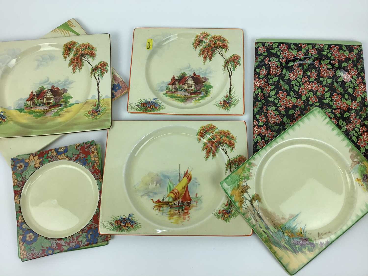 Lot 27 - Collection of Clarice Cliff Royal Staffordshire The Biarritz rectangular plates, decorated in various patterns