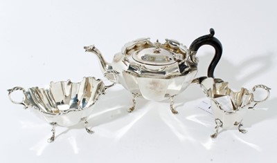 Lot 175 - Late Victorian silver bachelors three piece tea set Birmingham 1898