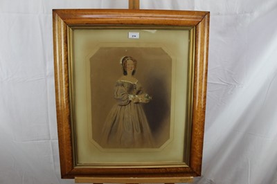 Lot 219 - William Buckler - watercolour in original glazed bird's eye maple veneered frame - Portrait of a lady