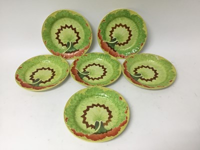 Lot 144 - Set of 6 19th century Wedgwood dessert plates with relief moulded leaf design