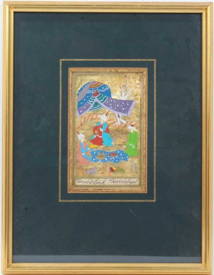 Lot 314 - Three Persian illuminated manuscript leaves