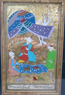 Lot 314 - Three Persian illuminated manuscript leaves