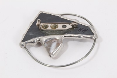 Lot 17 - Silver torque bangle, Eastern silver bangle, plated belt, abstract brooch and vintage beadwork purse