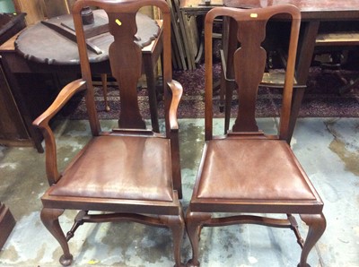 Lot 961 - Set of six George I revival splat back chairs