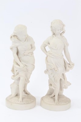 Lot 33 - Attributed to Royal Worcester - pair of Parian ware figures