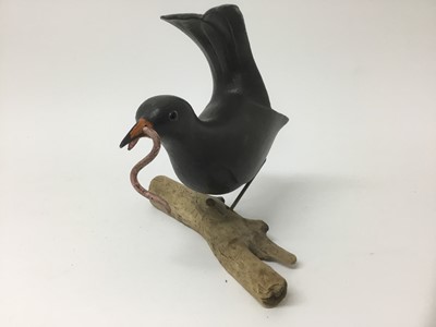 Lot 166 - Stephen Henderson (b. 1956) Blackbird and worm