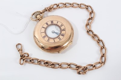 Lot 162 - 9ct gold pocket watch on 9ct gold  chain