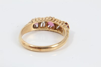 Lot 86 - Edwardian 18ct gold diamond and pink stone ring