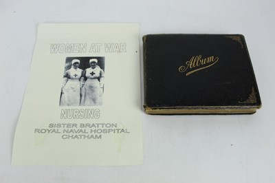 Lot 1050 - WW1 British nurse's autograph album belonging to Sister Bratton Royal Naval Hospital Ashford Park Chatham. Messages of thanks for care received with portraits, groups, leisure activities  photograp...