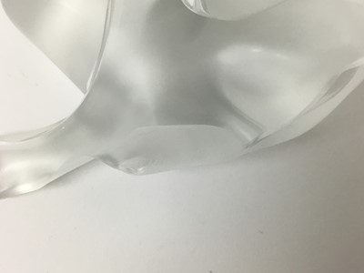 Lot 48 - Modern Lalique cat frosted glass paperweight, boxed, together with another (without box)