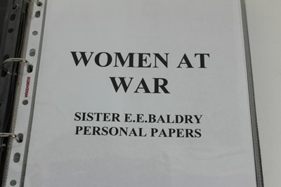 Lot 1057 - Album of personal papers belonging to Nurse Ellen Baldrey Royal Red Cross First Class Queen Alexandra's Imperial Military Nursing Service. Nurse Baldrey trained at the London Hospital Whitechapel b...