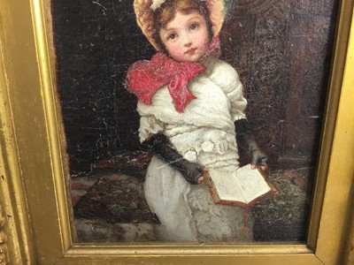 Lot 259 - Manner of John Everett Millais - Portrait of.young girl reading