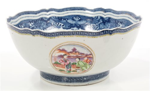 Lot 210 - Late 18th century Chinese export punch bowl...