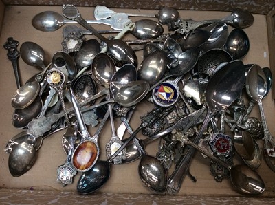 Lot 693 - Group of white metal, silver and silver plated souvenir spoons