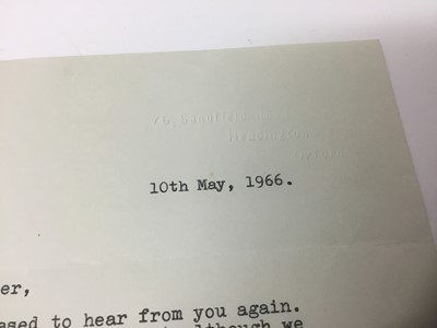 Lot 1460 - J. R. R. Tolkien (1892-1973) hand signed typed letter to his official photographer Pamela Chandler, dated 10th May 1966: Dear Miss Chandler, We we're pleased to hear from you again. We hope we did...