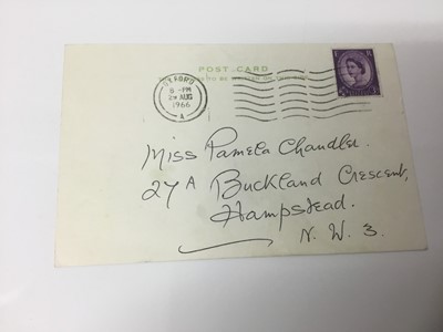 Lot 1462 - Edith Tolkein (1889-1971) a hand written postcard by the wife of J. R. R. Tolkien to his official photographer Pamela Chandler, dated