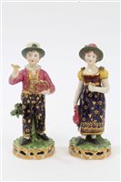 Lot 214 - Pair early 19th century Derby figures of a boy...